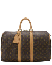 Louis Vuitton Louis Vuitton Brown Monogram Coated Canvas Keepall 45 (Authentic Pre-Loved)
