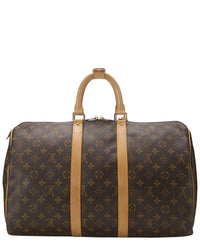 Louis Vuitton Louis Vuitton Brown Monogram Coated Canvas Keepall 45 (Authentic Pre-Loved)