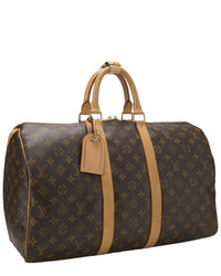 Louis Vuitton Louis Vuitton Brown Monogram Coated Canvas Keepall 45 (Authentic Pre-Loved)