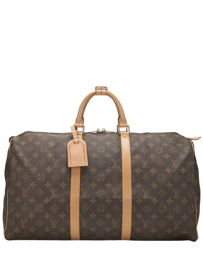 Louis Vuitton Louis Vuitton Brown Monogram Coated Canvas Keepall 50 (Authentic Pre-Loved)