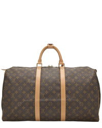 Louis Vuitton Louis Vuitton Brown Monogram Coated Canvas Keepall 50 (Authentic Pre-Loved)