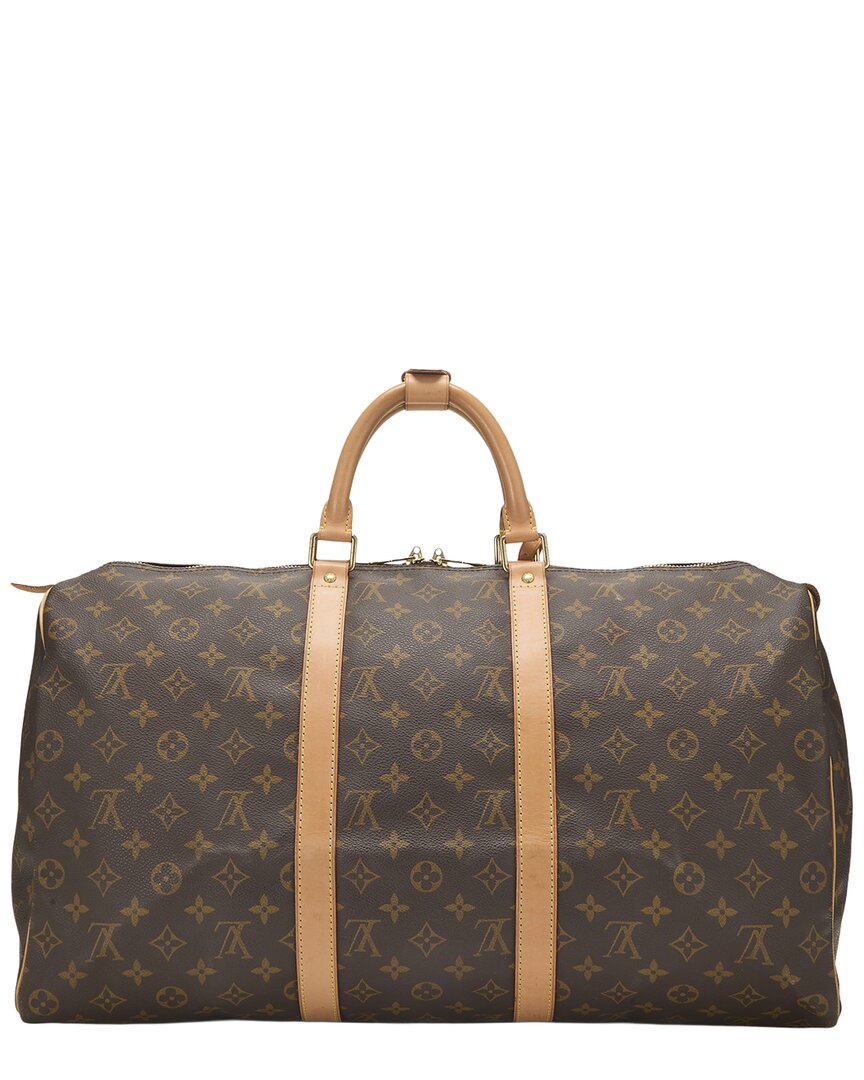 Louis Vuitton Louis Vuitton Brown Monogram Coated Canvas Keepall 50 (Authentic Pre-Loved)