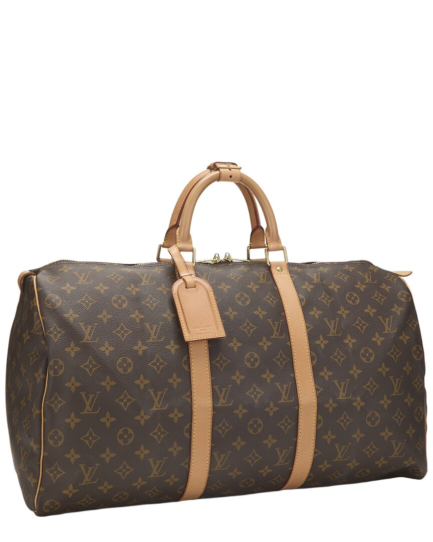 Louis Vuitton Louis Vuitton Brown Monogram Coated Canvas Keepall 50 (Authentic Pre-Loved)