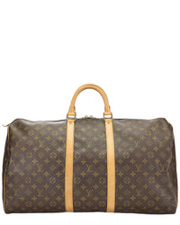 Louis Vuitton Louis Vuitton Brown Monogram Coated Canvas Keepall 55 (Authentic Pre-Loved)