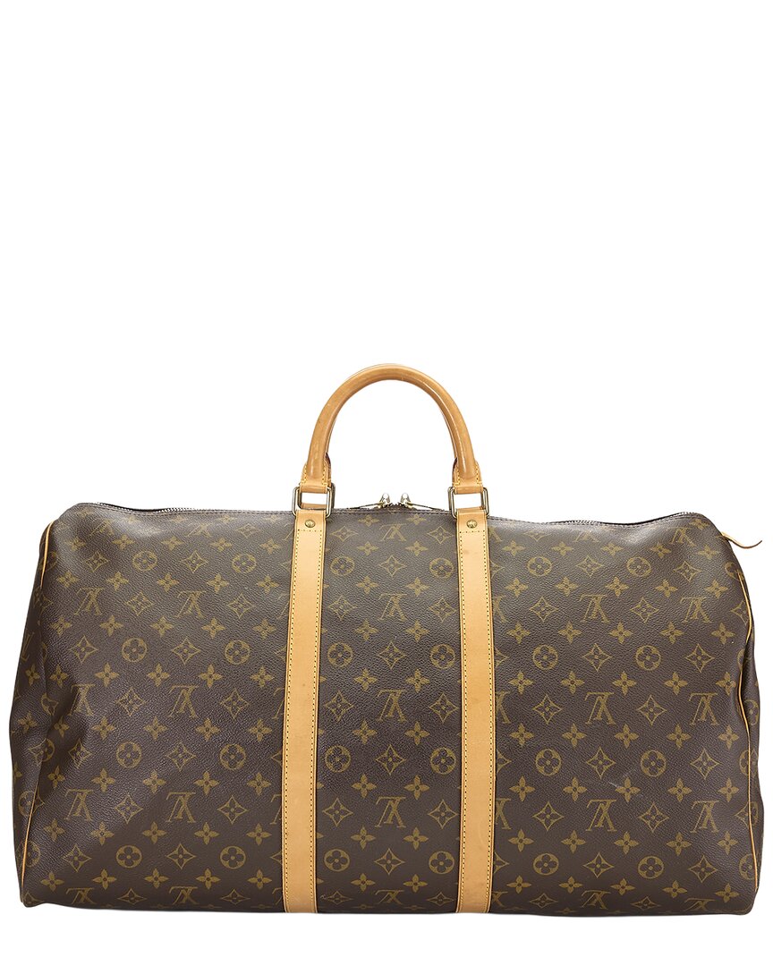 Louis Vuitton Louis Vuitton Brown Monogram Coated Canvas Keepall 55 (Authentic Pre-Loved)