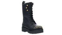 Versace Jeans Couture Black Signature Studded Classic Combat Boots