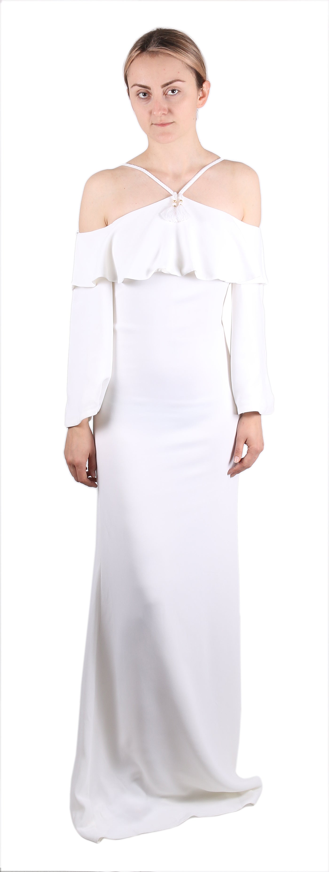 Roberto Cavalli Elegant Off-The-Shoulder Strappy Maxi Dress