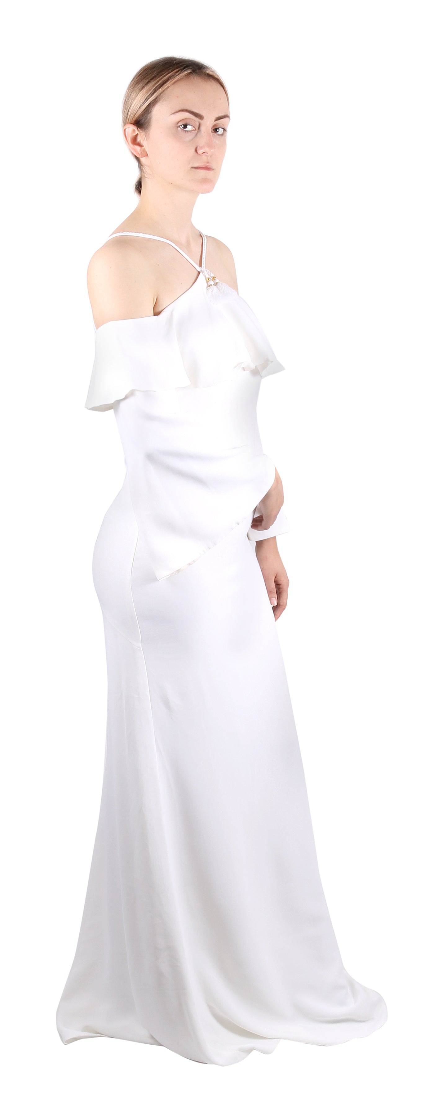 Roberto Cavalli Elegant Off-The-Shoulder Strappy Maxi Dress