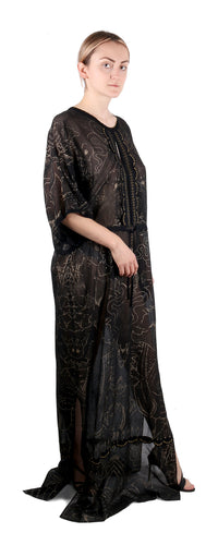 Roberto Cavalli Boho-Chic Black Maxi Kaftan Dress Gold Print Details Bluefly Roberto Cavalli Boho-Chic Black Maxi Kaftan Dress Gold Print Details Bluefly