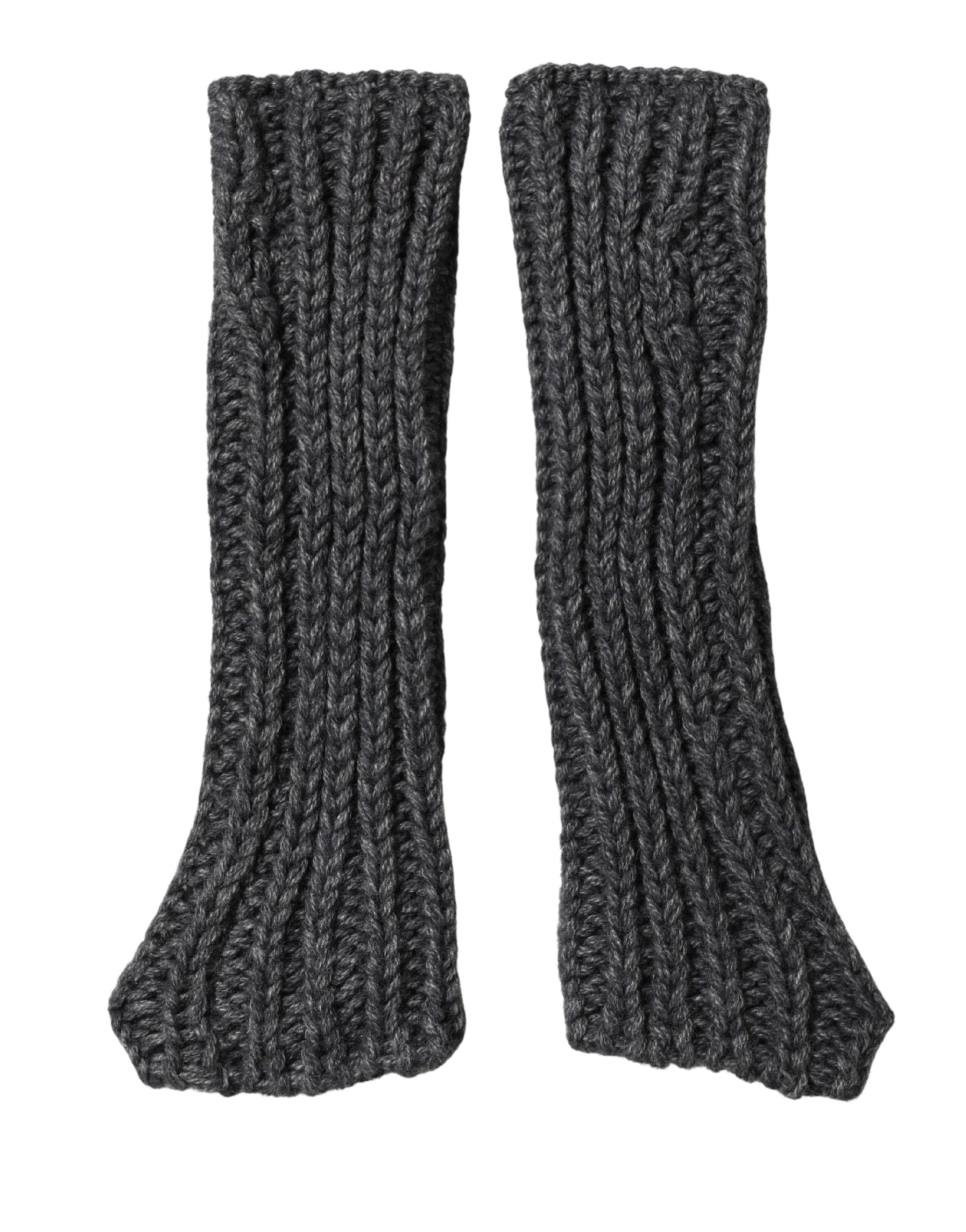 Dolce & Gabbana Gray Acrylic Knitted Fingerless Arm Warmer Women's Gloves