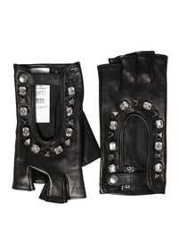 Dolce & Gabbana Women Black Embellished Wrist Length Mitten Women's Gloves