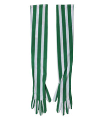 Dolce & Gabbana Green White Stripes Nylon Elbow Length Women Women's Gloves