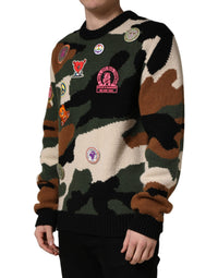 Dolce & Gabbana Multicolor Intarsia-Knit Camouflage Pullover Men's Sweater