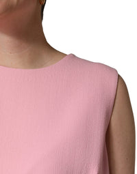 Dolce & Gabbana Pink Blue Wool Sleeveless Shift Mini Women's Dress