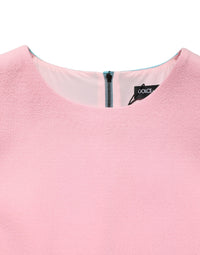 Dolce & Gabbana Pink Blue Wool Sleeveless Shift Mini Women's Dress