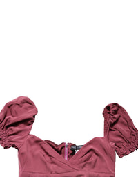 Dolce & Gabbana Maroon Silk Sweetheart Sheath Midi Women's Dress