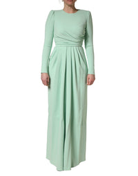 Dolce & Gabbana Green Viscose Long Sleeves Long Gown Women's Dress