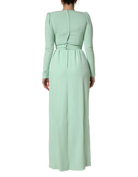 Dolce & Gabbana Green Viscose Long Sleeves Long Gown Women's Dress