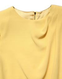 Dolce & Gabbana Yellow Silk Long Sleeves Sheath Midi Women's Dress