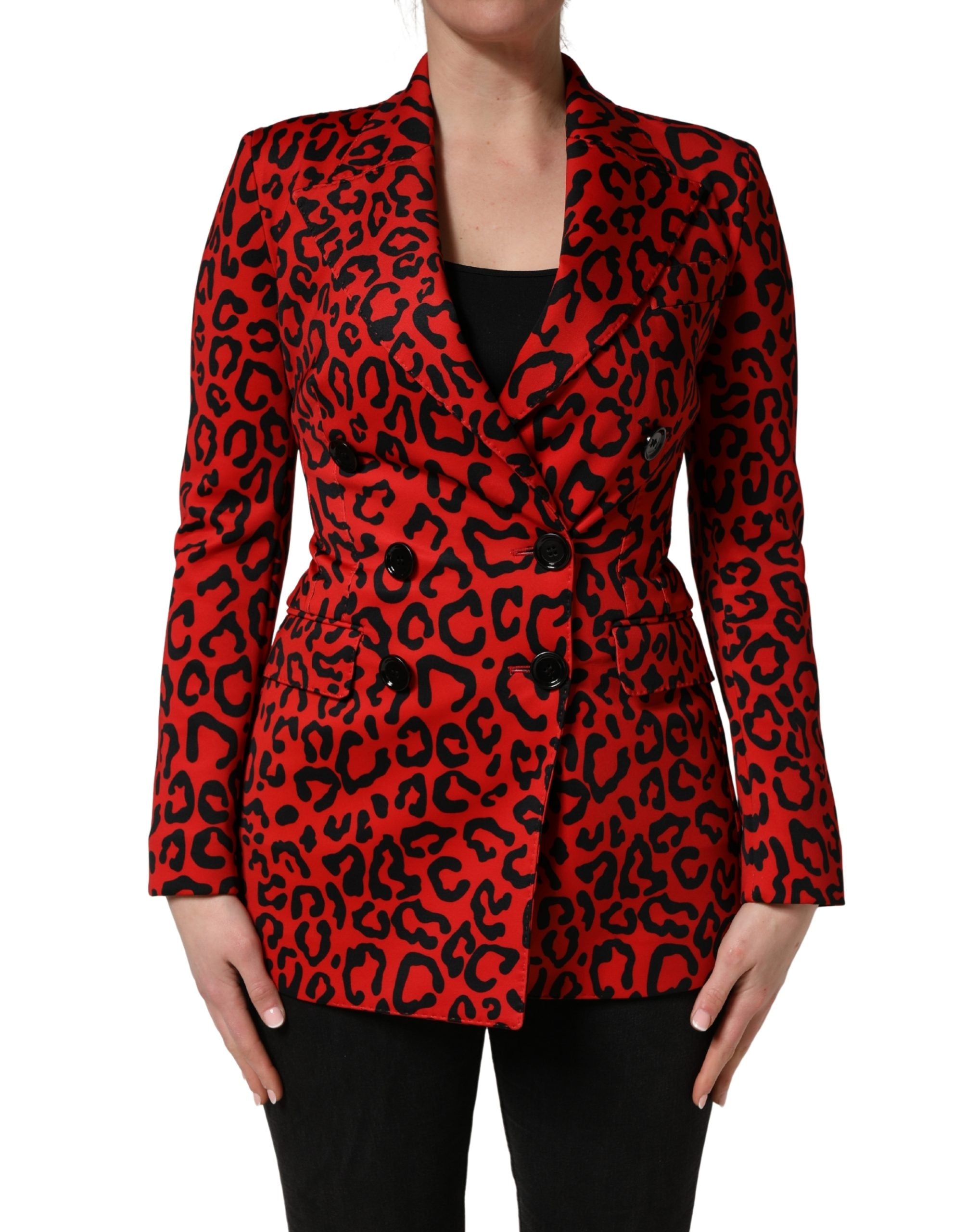 Dolce & Gabbana Dolce & Gabbana Red Leopard Double Breasted Coat Women's Jacket