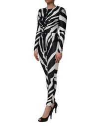 Dolce & Gabbana Dolce & Gabbana Black White Polyester Zebra Pattern Women's Jumpsuit