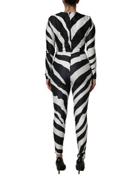 Dolce & Gabbana Dolce & Gabbana Black White Polyester Zebra Pattern Women's Jumpsuit