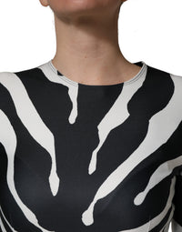 Dolce & Gabbana Dolce & Gabbana Black White Polyester Zebra Pattern Women's Jumpsuit
