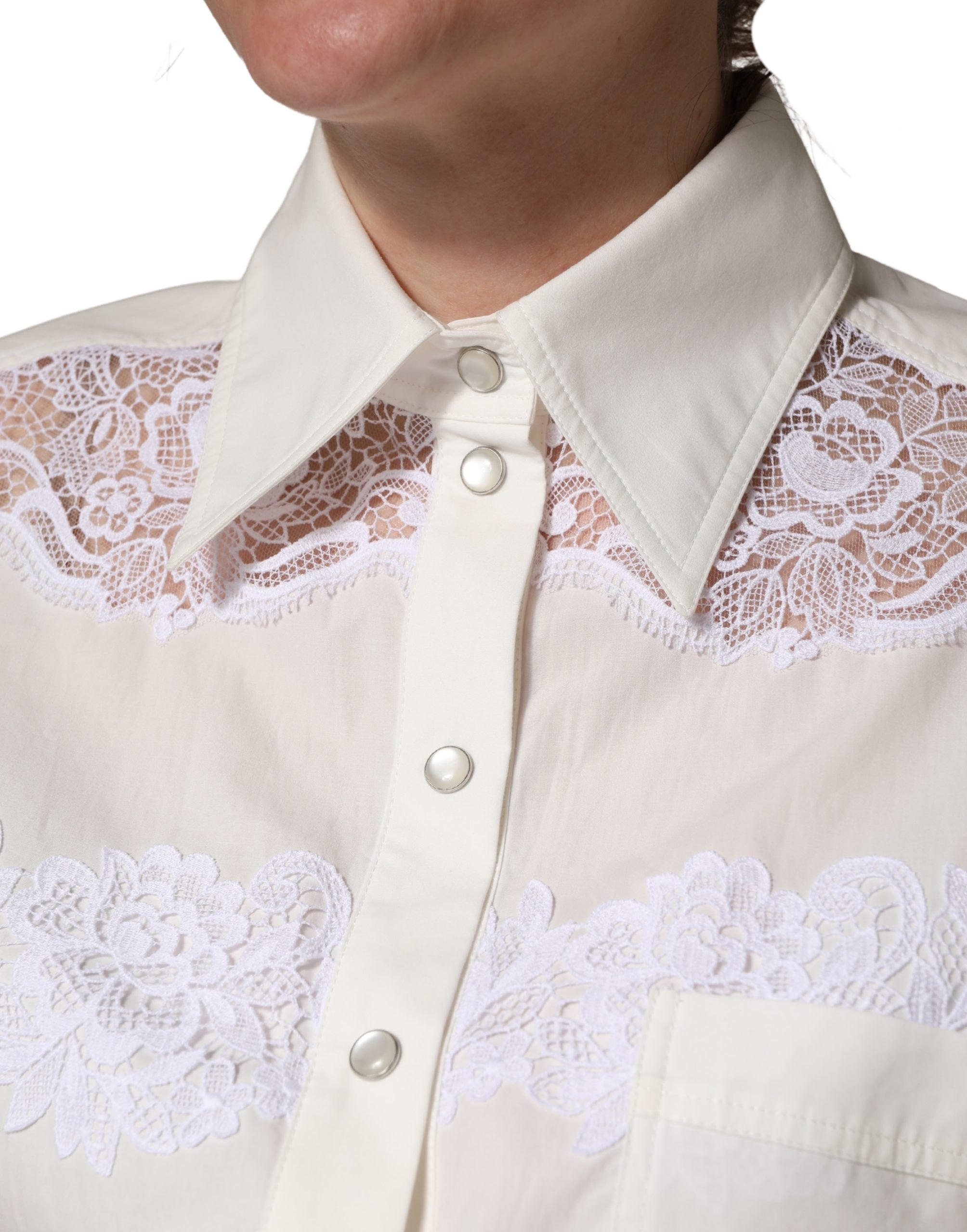 Dolce & Gabbana Dolce & Gabbana White Cotton Lace Trim Long Sleeves Women's Jumpsuit