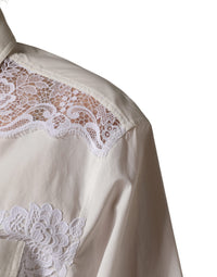 Dolce & Gabbana Dolce & Gabbana White Cotton Lace Trim Long Sleeves Women's Jumpsuit