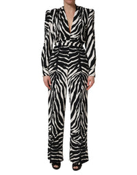 Dolce & Gabbana Dolce & Gabbana Black White Viscose Zebra Pattern Women's Jumpsuit
