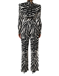 Dolce & Gabbana Dolce & Gabbana Black White Viscose Zebra Pattern Women's Jumpsuit