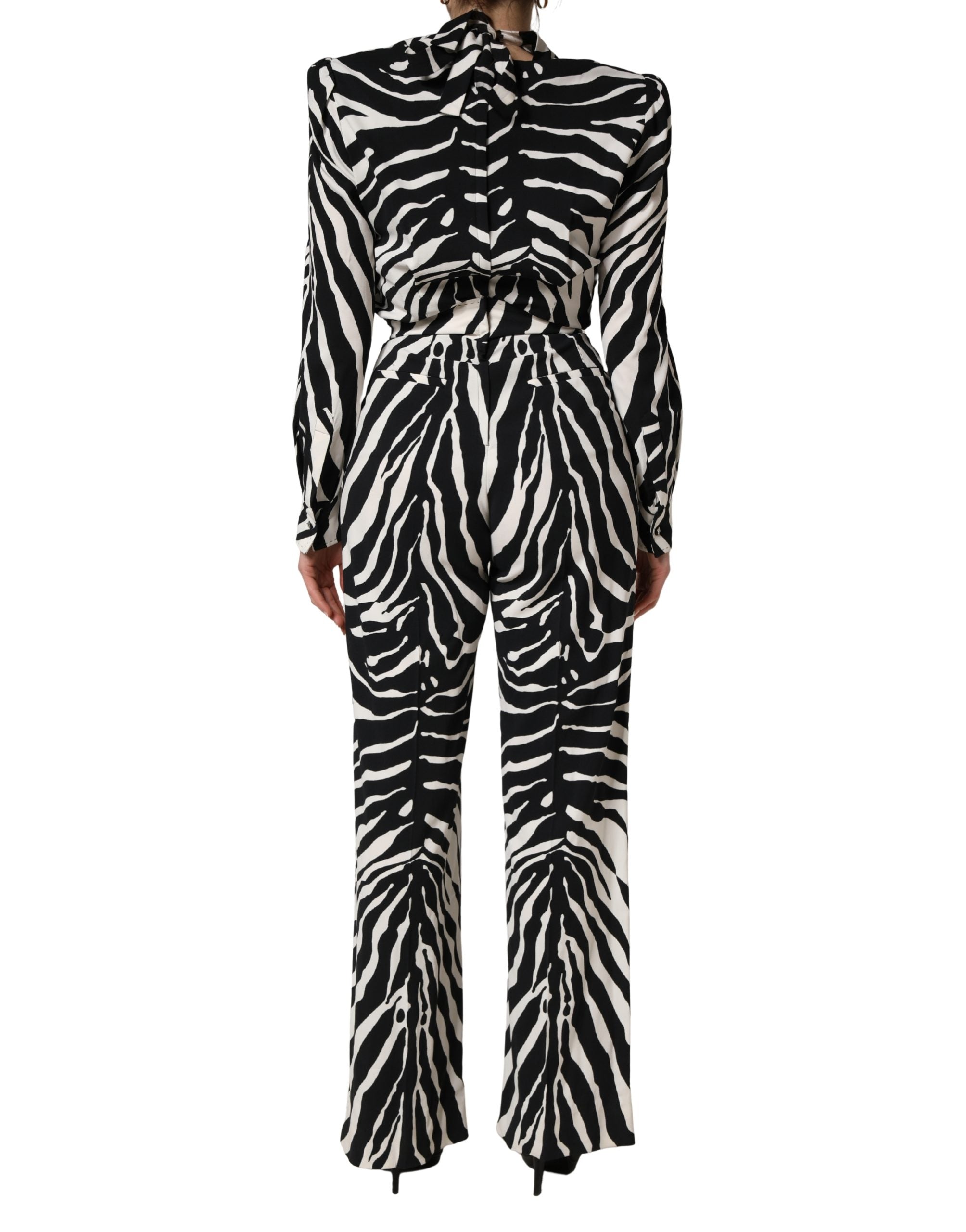 Dolce & Gabbana Dolce & Gabbana Black White Viscose Zebra Pattern Women's Jumpsuit