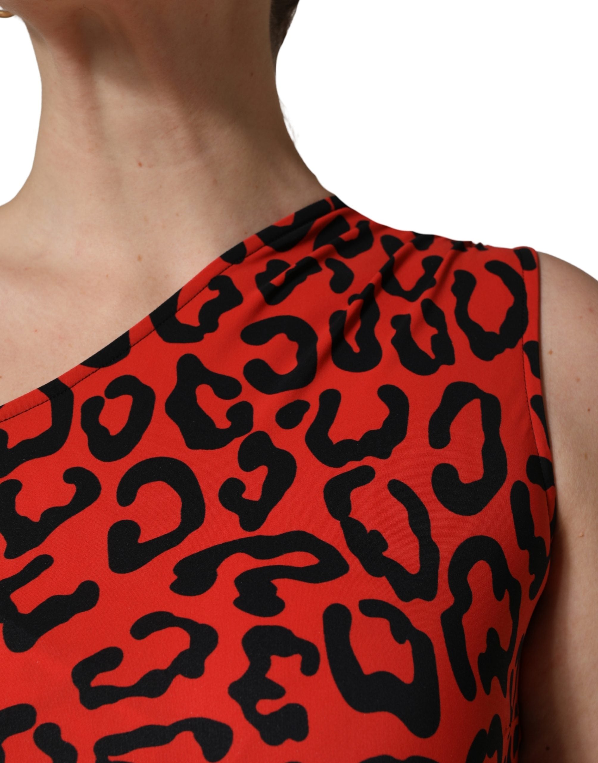 Dolce & Gabbana Dolce & Gabbana Black Red Nylon Leopard Pattern Women's Jumpsuit