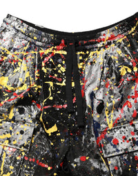 Dolce & Gabbana Black ColorSplash Effect Cargo Cropped Women's Pants