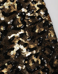 Dolce & Gabbana Gold Leopard Sequined Straight Trouser Women's Pants