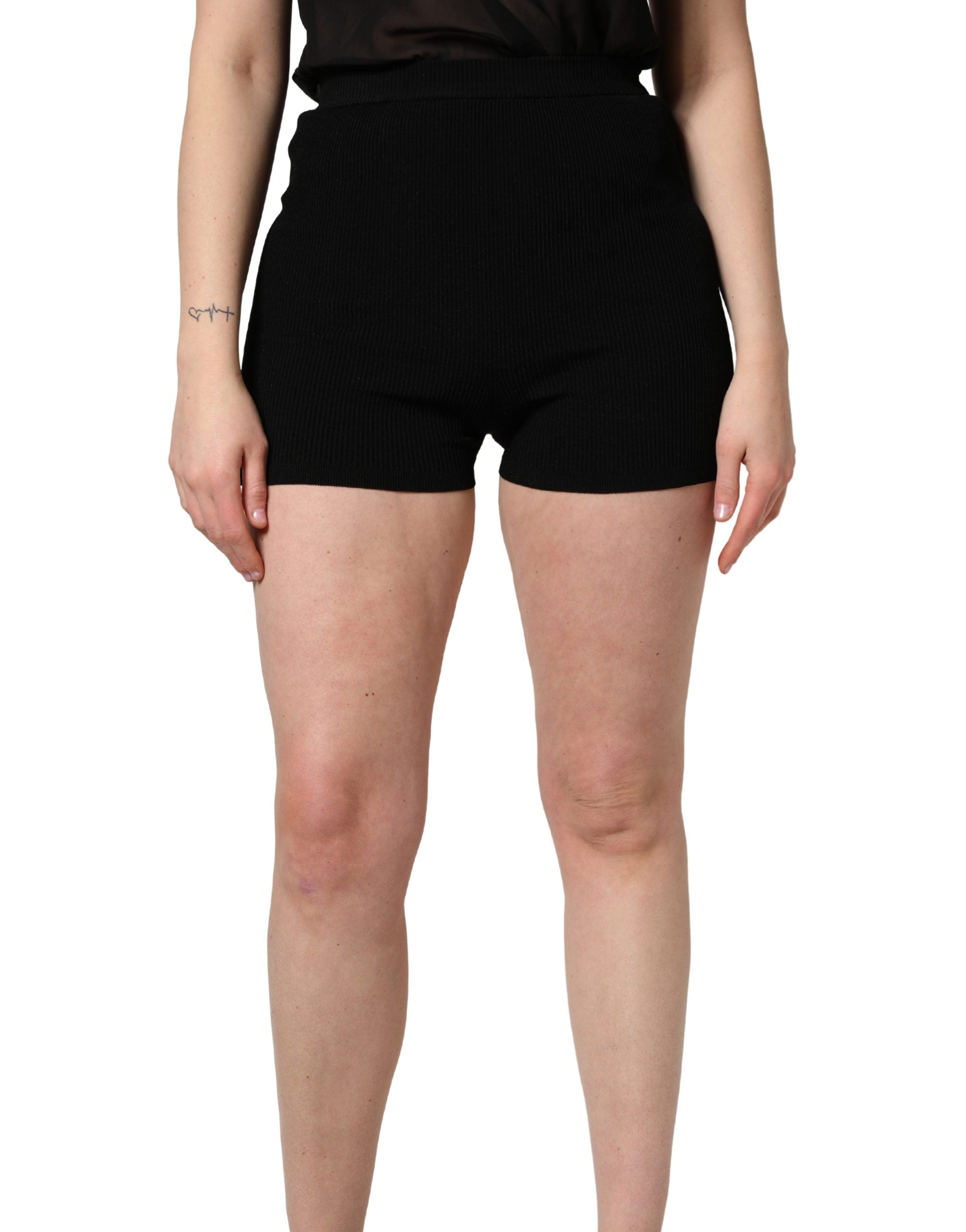 Dolce & Gabbana Black Viscose High Waisted Hot Pants Women's Shorts
