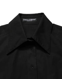 Dolce & Gabbana Black Cotton Sleeveless Collared Blouse Women's Top