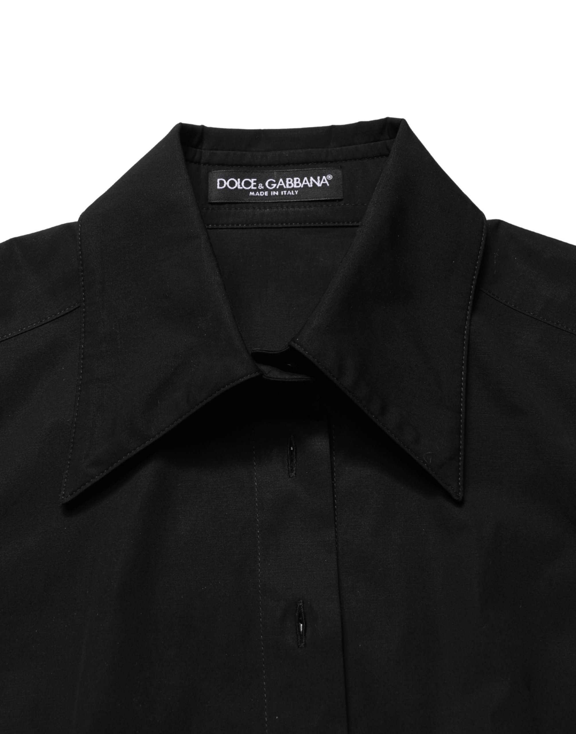 Dolce & Gabbana Black Cotton Sleeveless Collared Blouse Women's Top