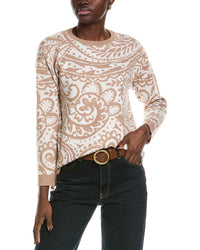Jones New York Paisley High-Low Wool-Blend Sweater Beige Regular 0 (XS)