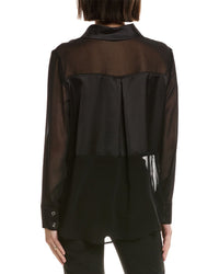 Carla Ruiz Sheer Satin Panel Blouse