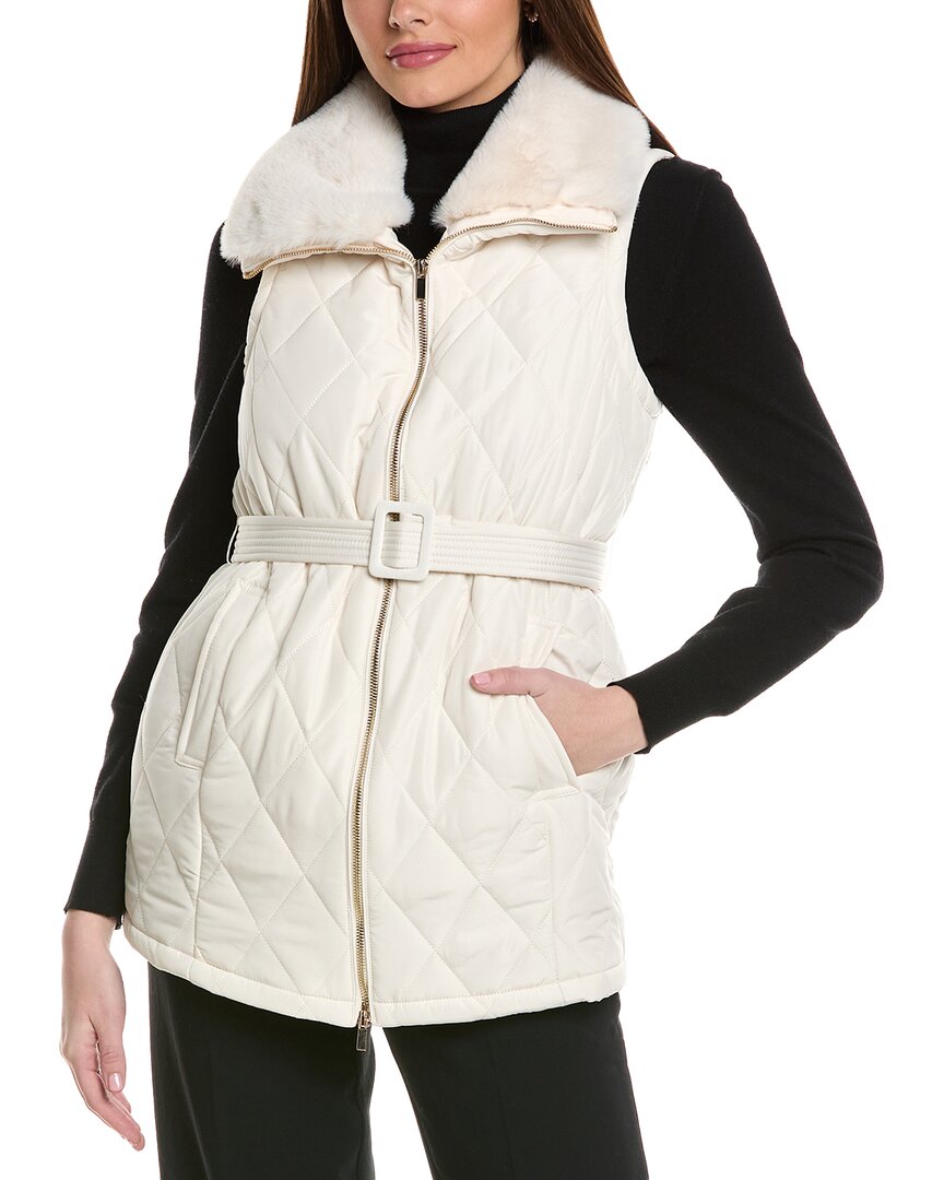 Anne Klein Quilted Vest Regular 0 (XS) White