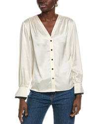Toccin Harmony Double Cuff V- Neck Blouse White
