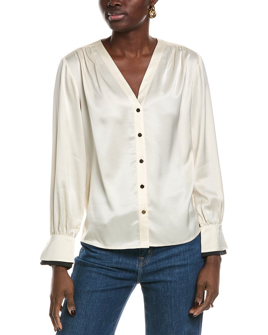 Toccin Harmony Double Cuff V- Neck Blouse White
