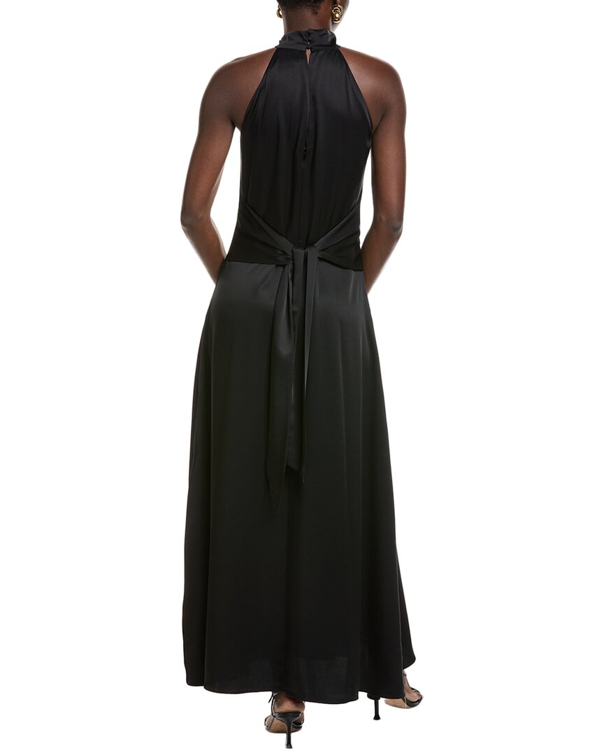 Toccin Womens Jocelyn Tie-Front Satin Maxi Dress, S, Black