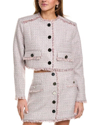 Toccin Lainey Cropped Tweed Jacket Pink