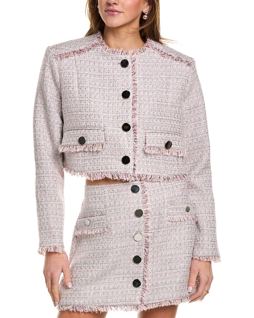 Toccin Lainey Cropped Tweed Jacket Pink