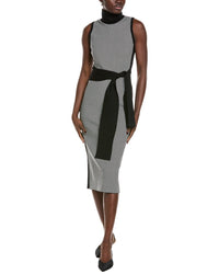 Toccin Peggy Turtleneck Tie-Front Sweaterdress Black