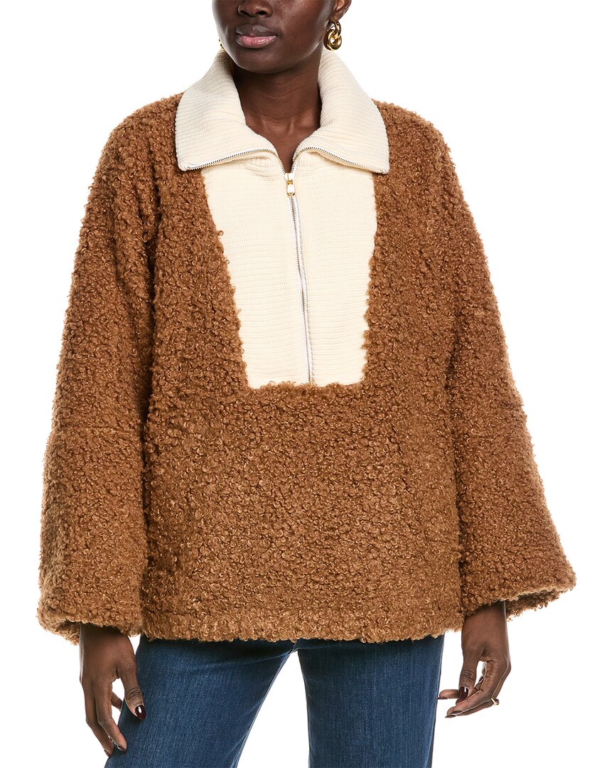 Toccin Serafina Oversized Wool-Blend Popover Brown Multi