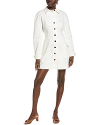 Toccin Alexa Denim Seamed Mini Dress White