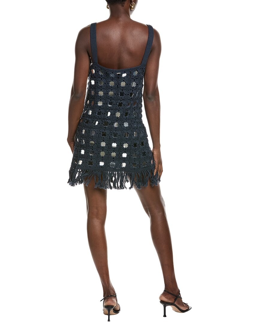 Toccin Brinkley Mirror Laced-Up Fringe Mini Dress